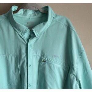 Silver‎ Bait Performance fishing Shirt Men 4X  Aqua Blue Polyester Short Casual